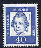 Germany - West 1961 Gotthold Lessing 40pf (Writer) on fluorescent paper (from famous Germans def set) unmounted mint SG 1269B, stamps on , stamps on  stamps on personalities, stamps on literature