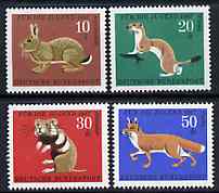 Germany - West 1967 Child Welfare (Animals) set of 4 unmounted mint, SG 1434-47, stamps on animals, stamps on rabbit, stamps on stoat, stamps on fox, stamps on children, stamps on  fox , stamps on foxes, stamps on  