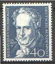 Germany - West 1959 Death Centenary of Alexander von Humboldt (naturalist) unmounted mint SG 1226, stamps on , stamps on  stamps on personalities, stamps on science, stamps on ecology