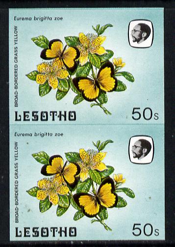 Lesotho 1984 Butterflies Broad-Bordered Grass Yellow 50s in unmounted mint imperf pair, stamps on , stamps on  stamps on butterflies