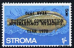 Stroma 1970 Fish 1s (Sole) perf single with 'European Conservation Year 1970' opt doubled, one inverted unmounted mint*, stamps on , stamps on  stamps on fish