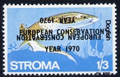 Stroma 1970 Fish 1s3d (Dogfish) perf single with 'European Conservation Year 1970' opt doubled, one inverted unmounted mint*, stamps on fish