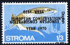 Stroma 1970 Fish 1s3d (Dogfish) perf single with 'European Conservation Year 1970' opt doubled, one inverted unmounted mint*, stamps on , stamps on  stamps on fish