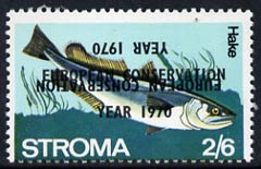 Stroma 1970 Fish 2s6d (Hake) perf single with 'European Conservation Year 1970' opt doubled, one inverted unmounted mint*, stamps on , stamps on  stamps on fish