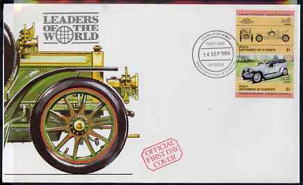 St Vincent - Bequia 1984 Cars #1 (Leaders of the World) $1 (1907 Rolls Royce) on illustrated cover with first day cancel, stamps on , stamps on  stamps on rolls, stamps on  stamps on cars