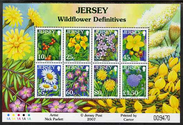 Jersey 2005-07 Wild Flowers perf m/sheet of 8 (10p, 25p, 35p, 45p, 55p, 60p, 80p, Â£1.50) unmounted mint, SG MS1234c, stamps on flowers