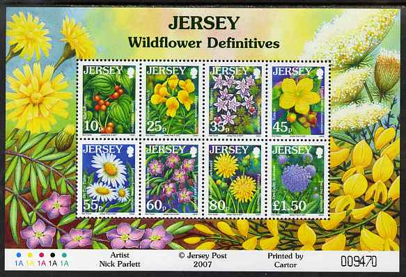 Jersey 2005-07 Wild Flowers perf m/sheet of 8 (10p, 25p, 35p, 45p, 55p, 60p, 80p, £1.50) unmounted mint, SG MS1234c, stamps on flowers
