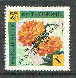 Thomond 1965 Carnation 1d (Diamond-shaped) with 'Sir Winston Churchill - In Memorium' overprint in black unmounted mint*, stamps on flowers, stamps on churchill