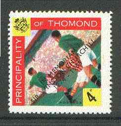 Thomond 1965 Football 4d (Diamond shaped) with 'Sir Winston Churchill - In Memorium' overprint in black unmounted mint*, stamps on , stamps on  stamps on football, stamps on sport, stamps on churchill, stamps on 