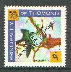 Thomond 1965 Martin 9d (Diamond-shaped) with Sir Winston Churchill - In Memorium overprint in black unmounted mint*, stamps on birds, stamps on churchill, stamps on 