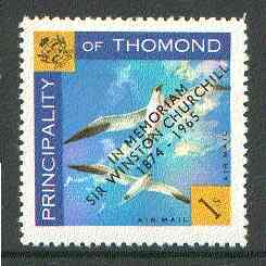 Thomond 1965 Sea Gulls 1s (Diamond shaped) with Sir Winston Churchill - In Memorium overprint in black unmounted mint*, stamps on birds, stamps on churchill, stamps on 