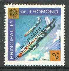 Thomond 1965 Jet Liner 2s (Diamond shaped) with 'Sir Winston Churchill - In Memorium' overprint in black unmounted mint*, stamps on aviation, stamps on churchill, stamps on 