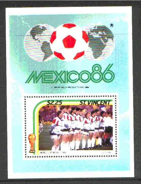 St Vincent 1986 World Cup Football m/sheet  $2.25 (Scotland Team) unmounted mint SG MS 995c, stamps on , stamps on  stamps on football, stamps on  stamps on sport , stamps on  stamps on scots, stamps on  stamps on scotland
