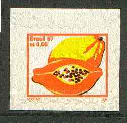 Brazil 1997 Fruits - Mangoes 5c self-adhesive unmounted mint, SG 2820*, stamps on , stamps on  stamps on fruit, stamps on food, stamps on mangoes, stamps on self adhesive