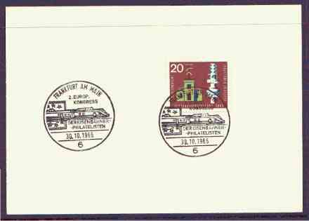 Germany - West 1965 unaddressed card with fine strike of Frankfurt Am Main (6) illustrated Railway cancel , stamps on , stamps on  stamps on railways