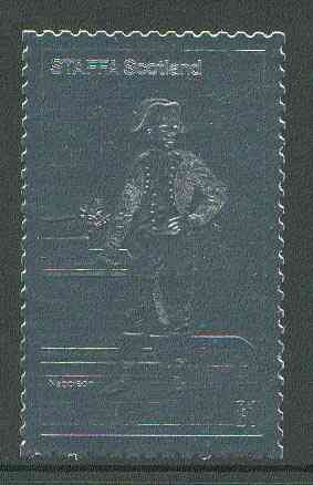 Staffa 19?? Napoleon standing £1 value embossed in silver (perf) unmounted mint, stamps on history, stamps on personalities, stamps on napoleon  , stamps on dictators.