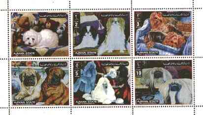 Ajman 2000 Dogs #02 perf sheetlet containing set of 6 values unmounted mint, stamps on , stamps on  stamps on dogs, stamps on 