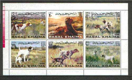 Ras Al Khaima 2000 Dogs perf sheetlet containing set of 6 values unmounted mint, stamps on , stamps on  stamps on dogs, stamps on 