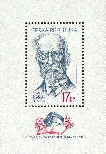 Czech Republic 2000 Tomas Masaryk 150th Birth Anniversary 17k m/sheet unmounted mint, stamps on , stamps on  stamps on constitutions
