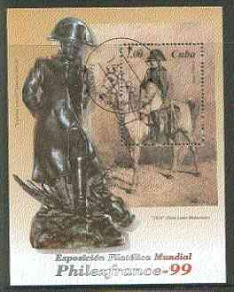 Cuba 1999 'Philexfrance-99' (Napoleon) perf m/sheet cto used, stamps on , stamps on  stamps on napoleon, stamps on  stamps on horses, stamps on statues, stamps on stamp exhibitions  , stamps on  stamps on dictators.