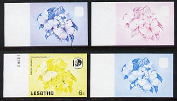 Lesotho 1984 Butterflies African Migrant 6s value x 4 imperf progressive proofs comprising various individual or combination composites unmounted mint, stamps on , stamps on  stamps on butterflies