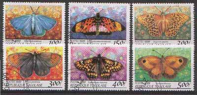 Togo 1999 Butterflies perf set of 6 fine cto used*, stamps on butterflies
