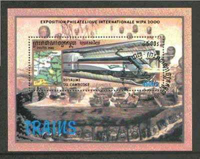 Cambodia 2000 Railways (Wipa 2000 Stamp Exhibition showing the Shuttle) perf m/sheet fine cto used