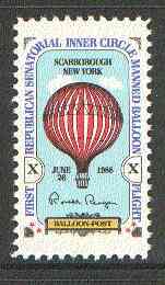 United States 1978 First Republican Senatorial Inner Circle Manned Balloon Flight Label (with Ronald Reagan's signature) unmounted mint*, stamps on , stamps on  stamps on aviation, stamps on balloons, stamps on cinema, stamps on constitutions, stamps on films