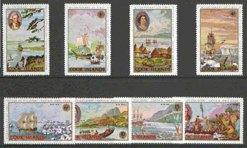 Cook Islands 1968 Captain Cook's First Vogage set of 8 unmounted mint, SG 269-76*, stamps on , stamps on  stamps on cook, stamps on explorers, stamps on ships