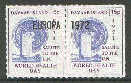 Davaar Island 1971 Rouletted 5p & 15p blue & purple se-tenant pair (Salute to the UN - World Health Day) opt'd EUROPA 1972 unmounted mint, stamps on , stamps on  stamps on europa, stamps on united nations, stamps on environment, stamps on food