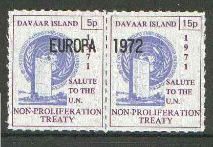 Davaar Island 1971 Rouletted 5p & 15p blue & purple se-tenant pair (Salute to the UN - Non-Proliferation Treaty) opt'd EUROPA 1972 unmounted mint, stamps on europa, stamps on united nations, stamps on environment