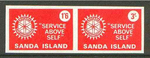 Sanda Island 1965 Rotary Clubs se-tenant imperf set of 2 (1s6d & 3s red) unmounted mint, stamps on , stamps on  stamps on rotary