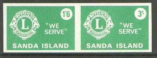 Sanda Island 1965 Lions International se-tenant imperf set of 2 (1s6d & 3s green) unmounted mint