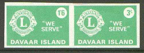 Davaar Island 1965 Lions International se-tenant imperf set of 2 (1s6d & 3s green) unmounted mint, stamps on , stamps on  stamps on rotary, stamps on lions int