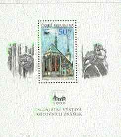 Czech Republic 2000 BRNO 2000 Stamp Exhibition m/sheet showing Church of St James (with famous naked man) unmounted mint, stamps on , stamps on  stamps on stamp exhibitions, stamps on churches, stamps on nudes