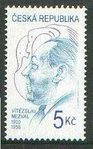 Czech Republic 2000 Vitezslav Nezval (Poet) Commemoration 5k unmounted mint*, stamps on poetry, stamps on literature