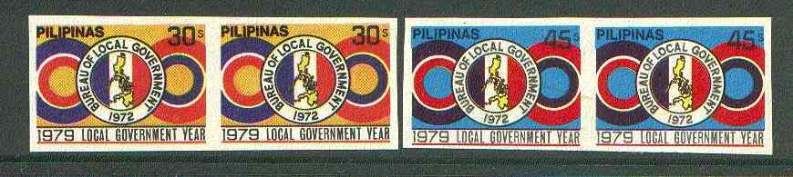 Philippines 1979 Local Government set of 2 in imperf pairs on gummed wmkd paper (from the single imperf archive sheets) as SG 1557-58 unmounted mint, stamps on constitutions