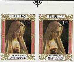 Philippines 1985 Marian Year (2000th Birth Anniversary of Virgin Mary) 1p20 imperf pair on gummed wmk'd paper (from the single imperf archive sheet) as SG 1920, stamps on religion