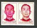 Philippines 1985 Santiago Fonacier (ex Senator & Army Chaplain) imperf pair on gummed wmk'd paper (from the single imperf archive sheet) as SG 1890, stamps on personalities, stamps on religion, stamps on militaria