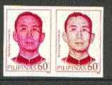 Philippines 1985 Santiago Fonacier (ex Senator & Army Chaplain) imperf pair on gummed wmkd paper (from the single imperf archive sheet) as SG 1890, stamps on personalities, stamps on religion, stamps on militaria