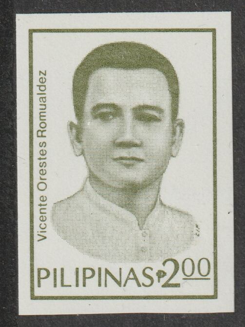 Philippines 1985 Vicente Orestes Romualdez (lawyer) 2p imperf colour trial in bronze-green on gummed wmk'd paper (from the single imperf archive sheet) as SG 1927, stamps on , stamps on  stamps on personalities, stamps on  stamps on  law , stamps on  stamps on legal