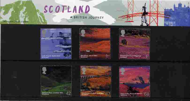Great Britain 2003 A British Journey - Scotland set of 6 in official presentation pack SG 2385-90, stamps on tourism, stamps on bridges, stamps on 