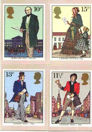 Great Britain 1979 Death Centenary of Sir Rowland Hill set of 4 PHQ cards unused and pristine, stamps on , stamps on  stamps on rowland hill, stamps on postal, stamps on postman, stamps on death