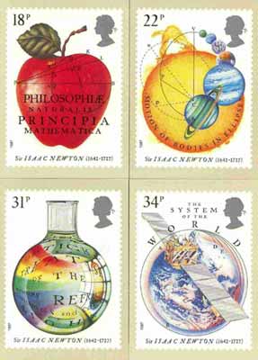 Great Britain 1987 Newton's Principles of Mathematics set of 4 PHQ cards unused and pristine, stamps on , stamps on  stamps on maths, stamps on science, stamps on astronomy, stamps on  stamps on newton