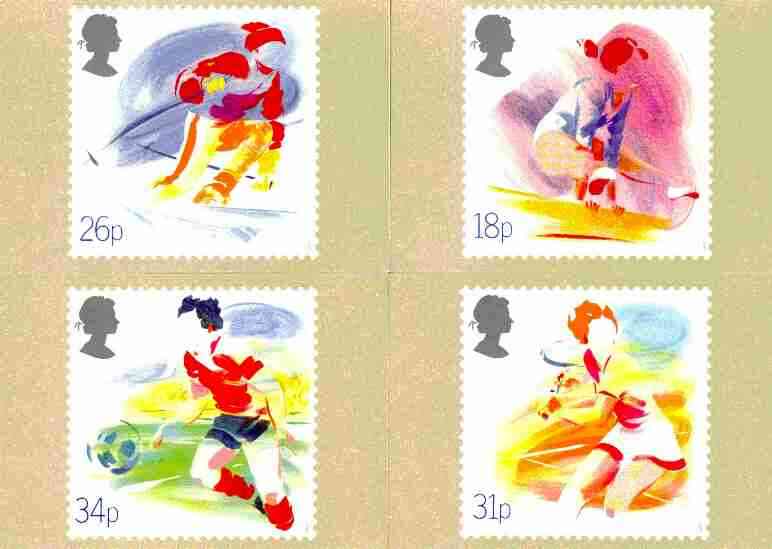 Great Britain 1988 Sports Organisations set of 4 PHQ cards unused and pristine, stamps on sport, stamps on skiing, stamps on tennis, stamps on gymnastics, stamps on football, stamps on  gym , stamps on gymnastics, stamps on 
