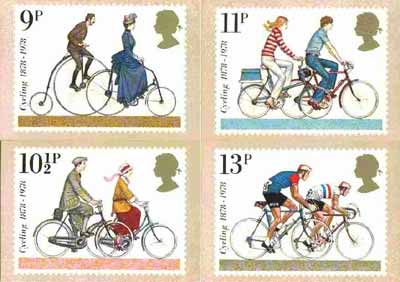 Great Britain 1978 Cycling Centenaries set of 4 PHQ cards unused and pristine, stamps on , stamps on  stamps on bicycles