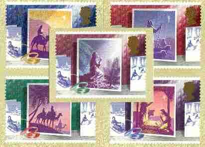 Great Britain 1988 Christmas - Christmas Cards set of 5 PHQ cards unused and pristine, stamps on christmas