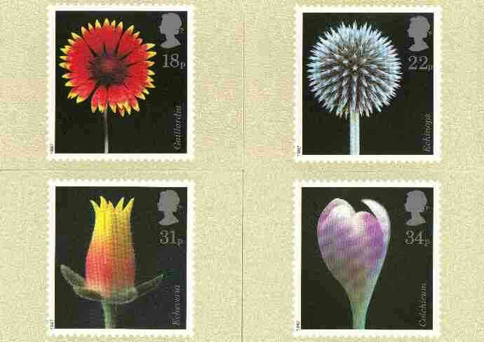 Great Britain 1987 Flower Photographs set of 4 PHQ cards unused and pristine