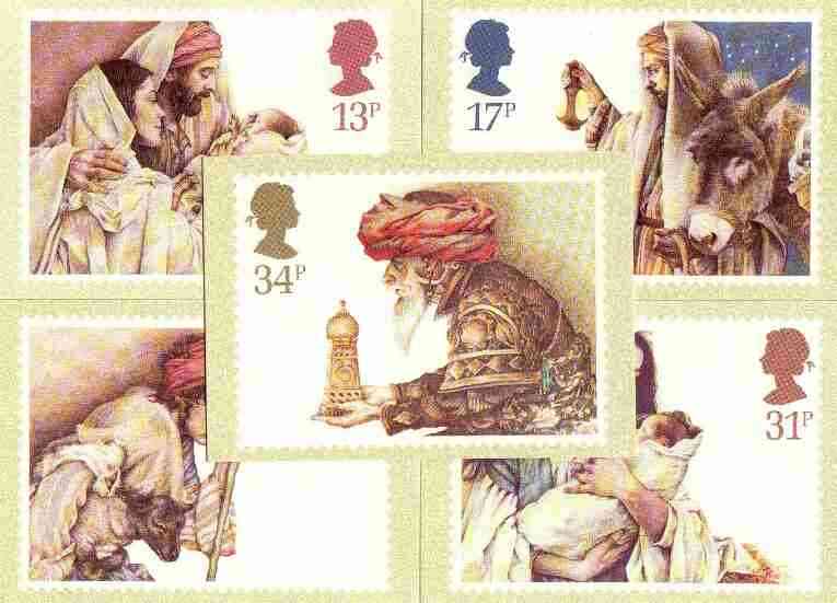 Great Britain 1984 Christmas set of 5 PHQ cards unused and pristine, stamps on , stamps on  stamps on christmas