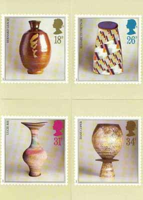 Great Britain 1987 Studio Pottery set of 4 PHQ cards unused and pristine